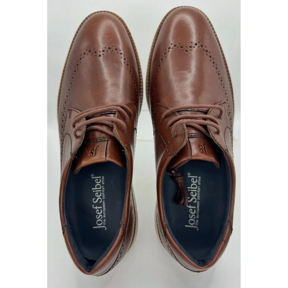 Josef Seibel Tyler 33 Brown Leather Wingtip Derby Size 8 US 41 EU 245053